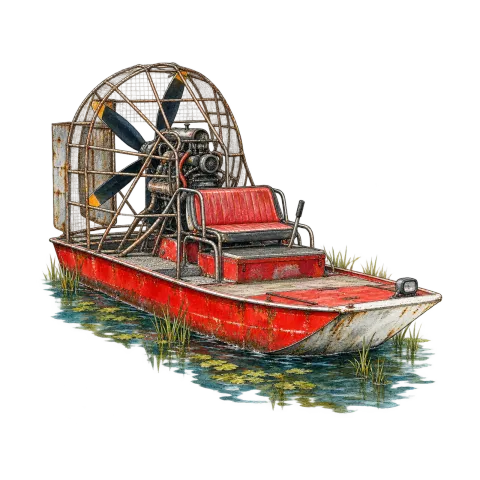 Dad's red airboat