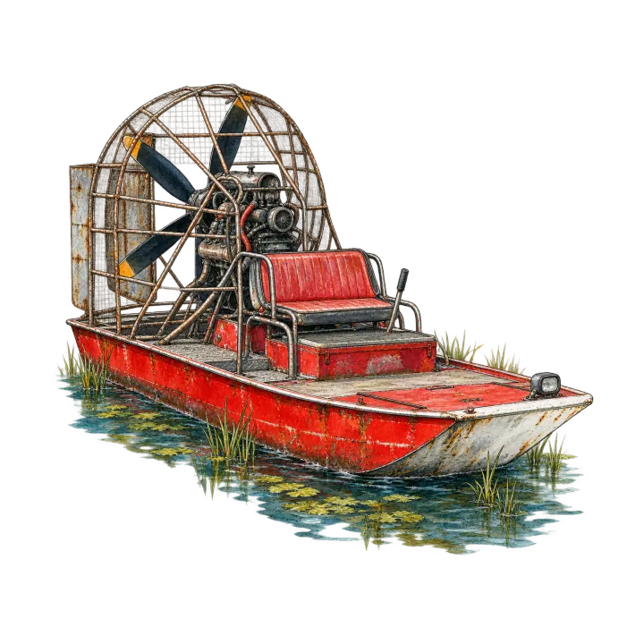 Dad's red airboat