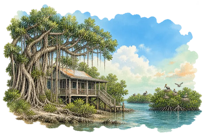 Dan's cottage and rookery