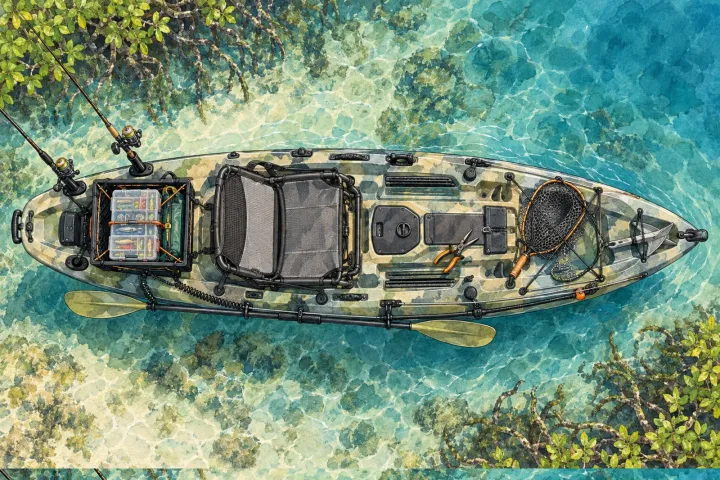 How a fishing kayak is rigged