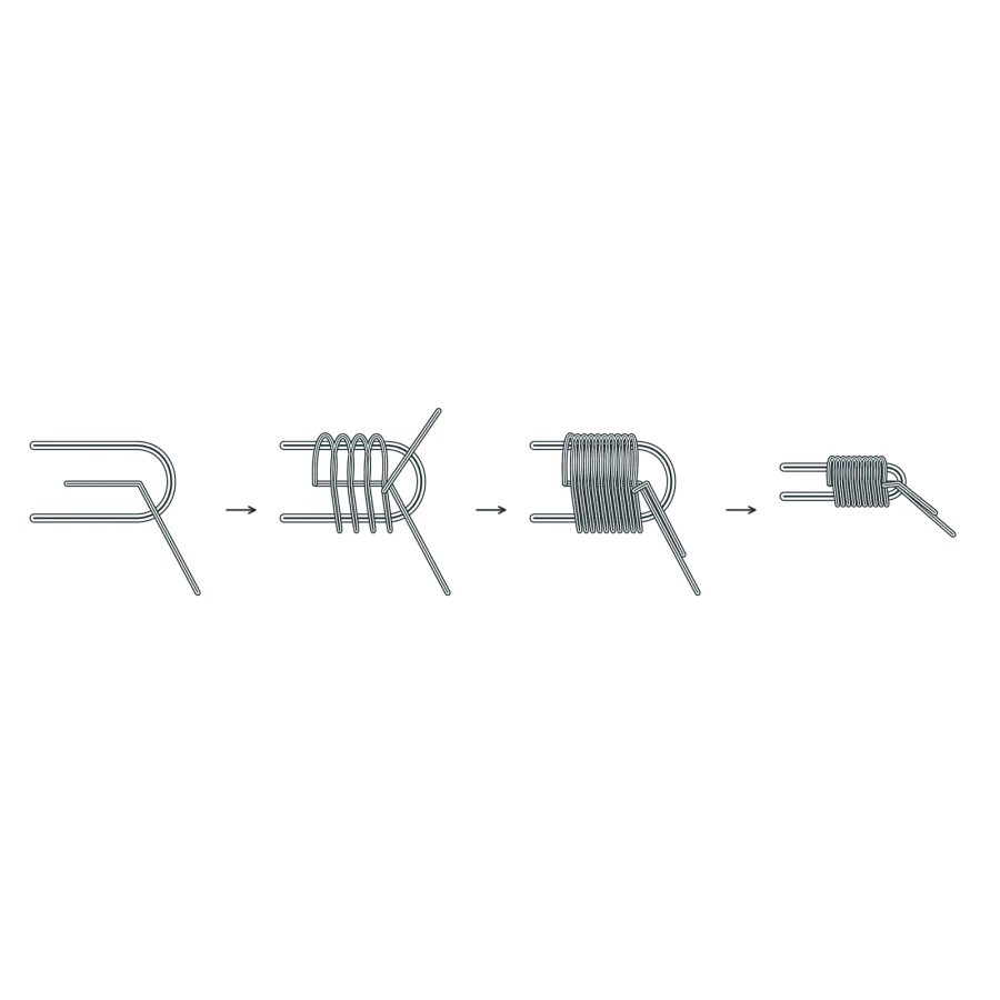 Albright knot, drawn in four stages