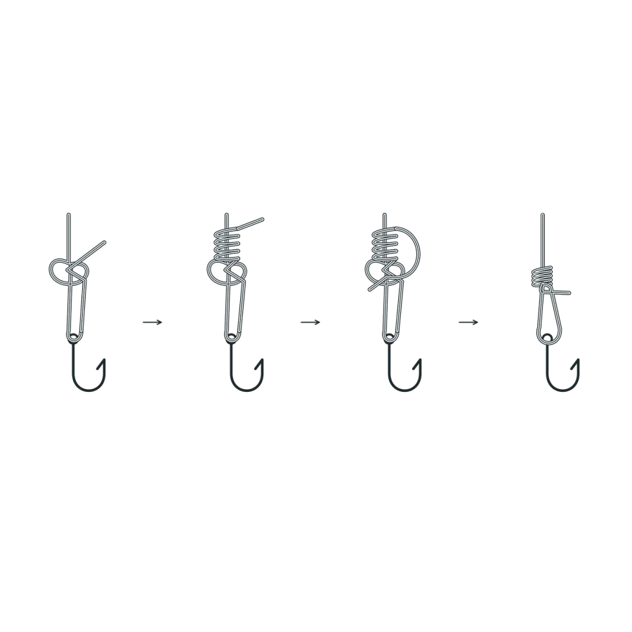 Non-slip loop knot, drawn in four stages