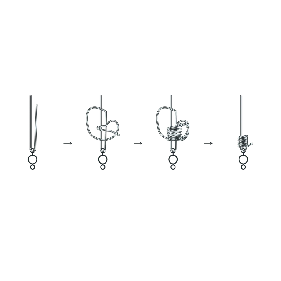 Uni knot, drawn in four stages